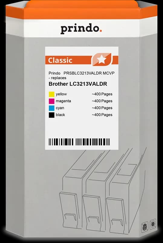 Prindo Classic XL Multipack de 4 cartouches compatibles Brother LC-3213 Noir/Cyan/Magenta/Jaune