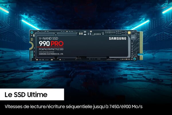 Samsung SSD 990 Pro NVMe M.2 Pcle 4.0, SSD Interne, Capacité 1 To