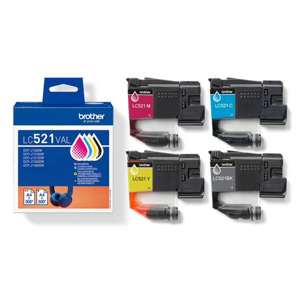 brolc521val-3 BROTHER Pack 4 Cartouches Encre LC521VAL N,C,M,Y 4x500 pages