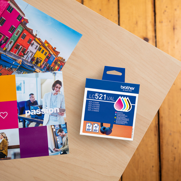 brolc521val-5 BROTHER Pack 4 Cartouches Encre LC521VAL N,C,M,Y 4x500 pages