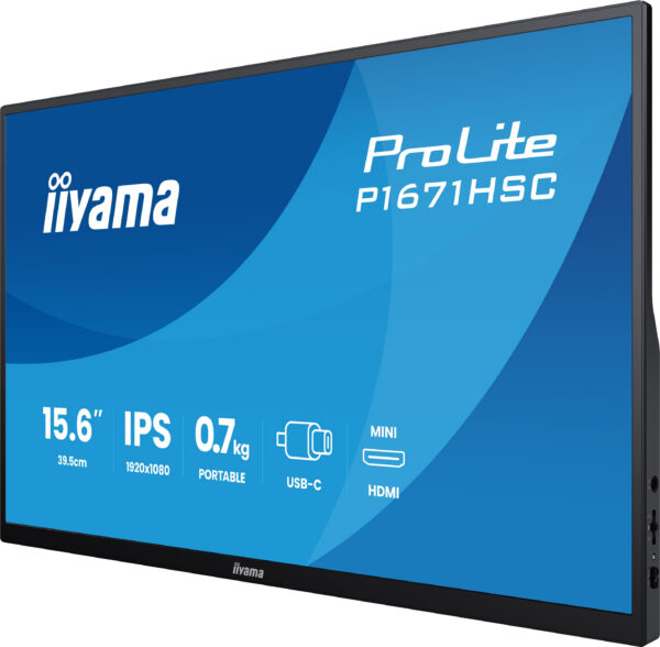 2d4da592eb28dfe733c8b0753ae9ea69c0c9585f iiyama ProLite P1671HSC-B1 écran plat de PC 39,6 cm (15.6") 1920 x 1080 pixels Full HD LED Noir