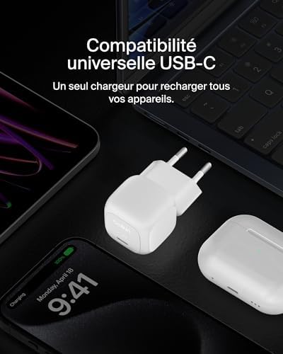 Belkin BoostCharge Chargeur USB-C Rapide Cubic, Prise