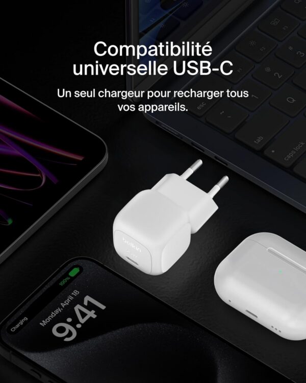 Belkin BoostCharge Chargeur USB-C Rapide Cubic, Prise
