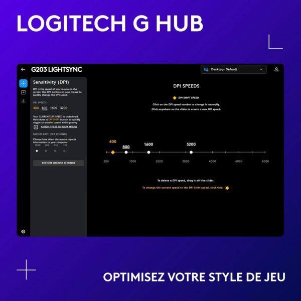 Logitech G203 LIGHTSYNC - Souris gaming USB RGB noire