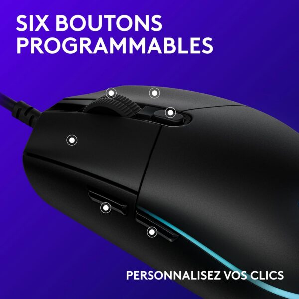 Logitech G203 LIGHTSYNC - Souris gaming USB RGB noire
