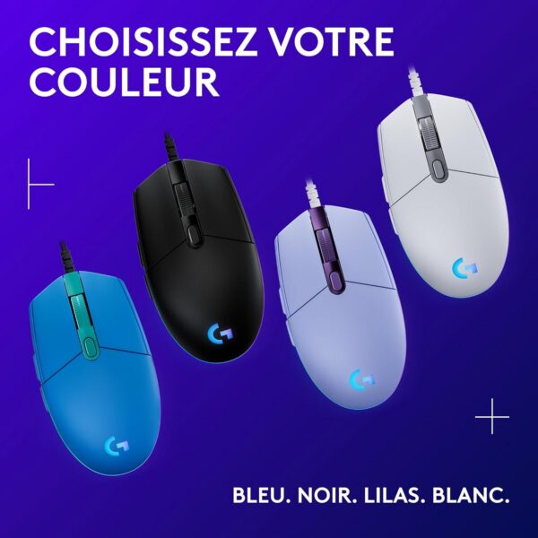Logitech G203 LIGHTSYNC - Souris gaming USB RGB noire
