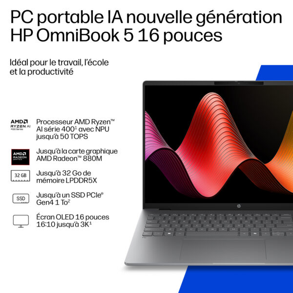HP OmniBook 5 16-bp0011nf Ryzen AI 7 32 Go